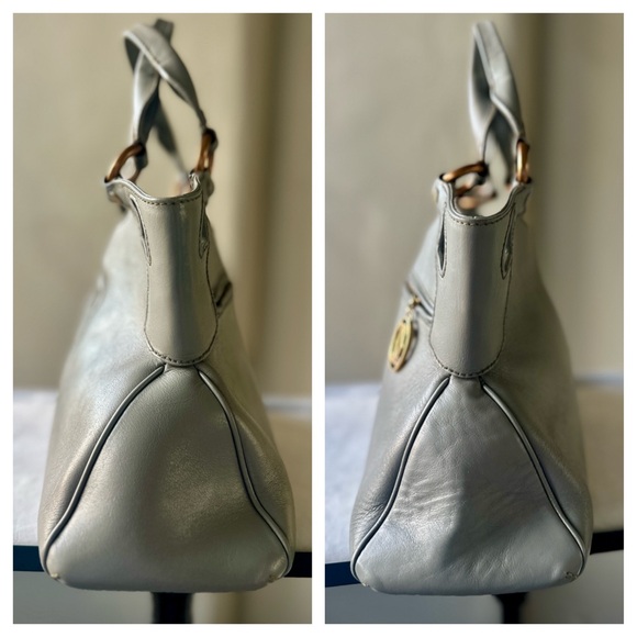 CARTIER Marcello Gray Leather Handbag Embroidered Logo - Picture 5 of 9